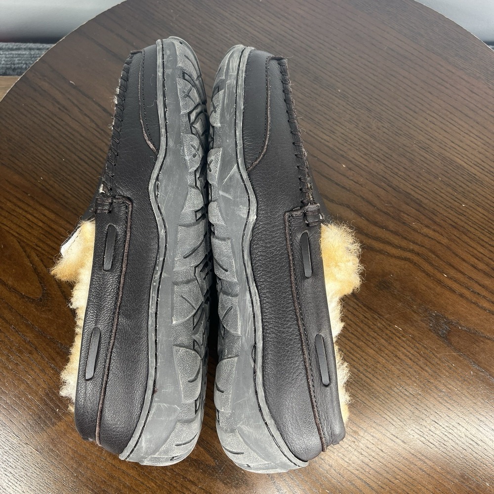 Red Head‎ Slipper Shoes Men's 8 Brown Leather Shearling Warm Moccasin Slip On - Picture 5 of 16